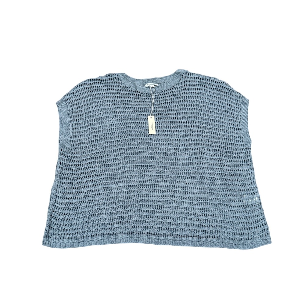 Max Studio London Slate Gray Open Stitch Crochet Knit Top 1X NWT Grannycore